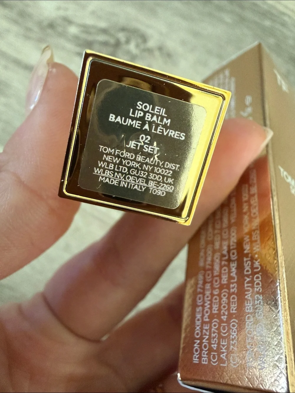 Tom Ford Lip Balm in jet set Gold Case